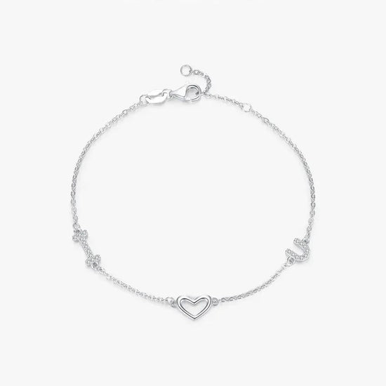 I Heart U 925 Sterling Silver Bracelet