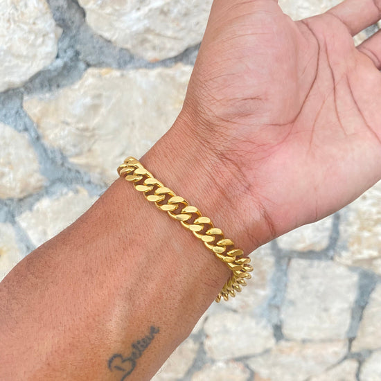 Cuban 9mm Bracelet in Stainless Steel 18k Gold Plated