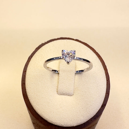 Heart-Cut 925 Sterling Silver Solitaire Ring