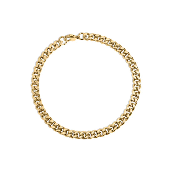 Cuban 5mm Bracelet in Stainless Steel 18k Gold Plated