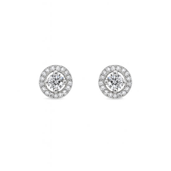 Halo 925 Sterling Silver Stud Earrings