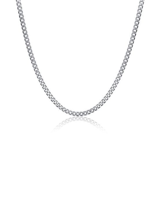 Cuban Curb 4mm Diamond Cut Chain in Stainless Steel Silver