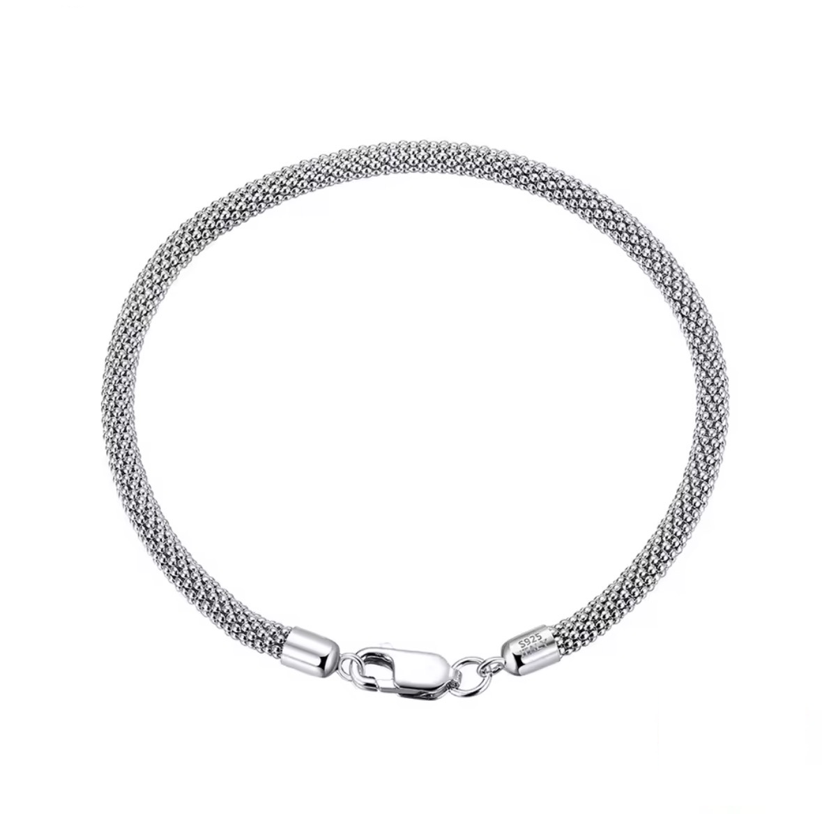 Italian 925 Sterling Silver Popcorn Mesh Bracelet – Kaluxe Jewelry