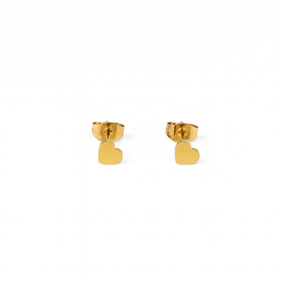 Minimal Heart 18k Gold Plated Stainless Steel Stud Earrings