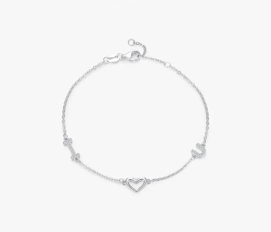 I Heart U 925 Sterling Silver Bracelet