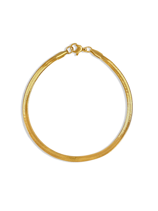 Herringbone Bracelet in Stainless Steel 18k Gold Plated