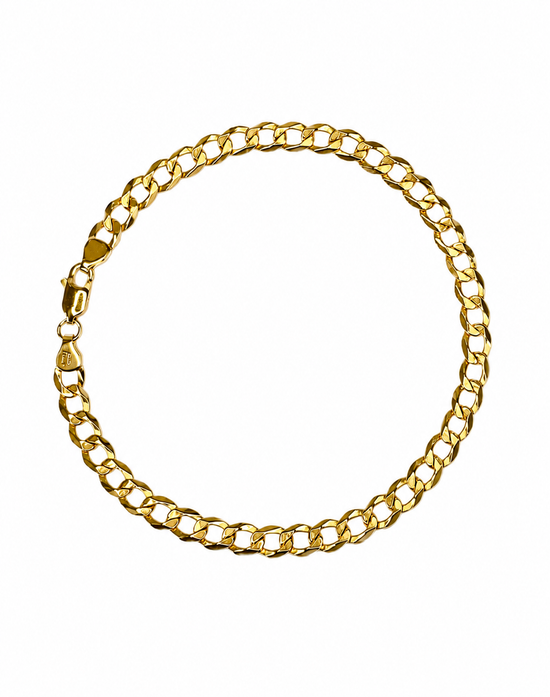 18k Gold Plated Italian 925 Sterling Silver Curb Cuban Bracelet