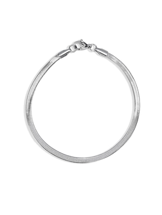 Herringbone Bracelet in Stainless Steel Silver