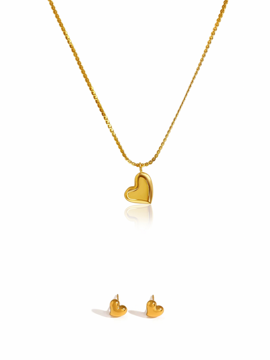 Heart Stainless Steel Necklace and Earrings Set