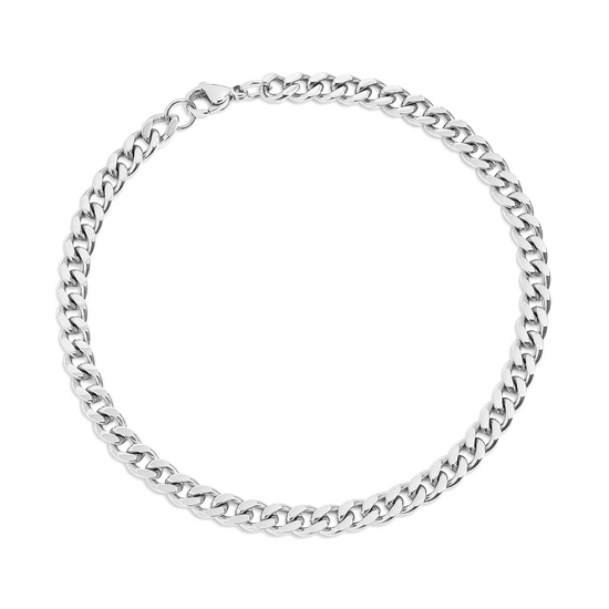Cuban 5mm Bracelet in Stainless Steel Silver