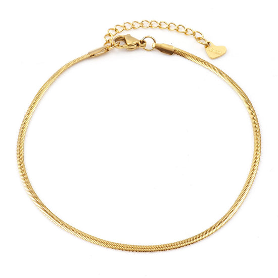 Tobillera Plana Serpiente Acero Inoxidable Oro