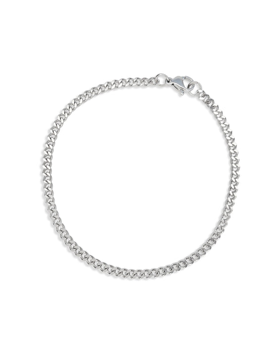 Cuban 3mm Bracelet in Stainless Steel Silver