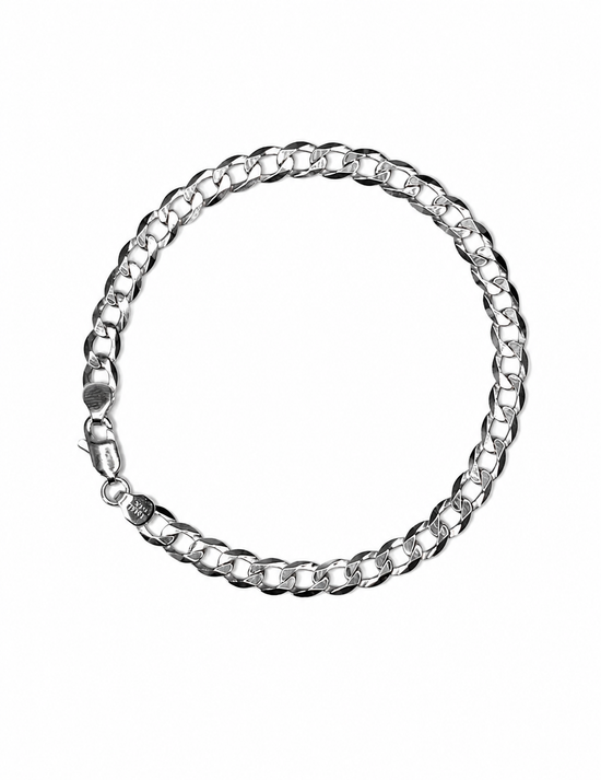 Italian 925 Sterling Silver Curb Cuban Bracelet