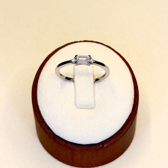 Emerald-Cut 925 Sterling Silver Solitaire Ring