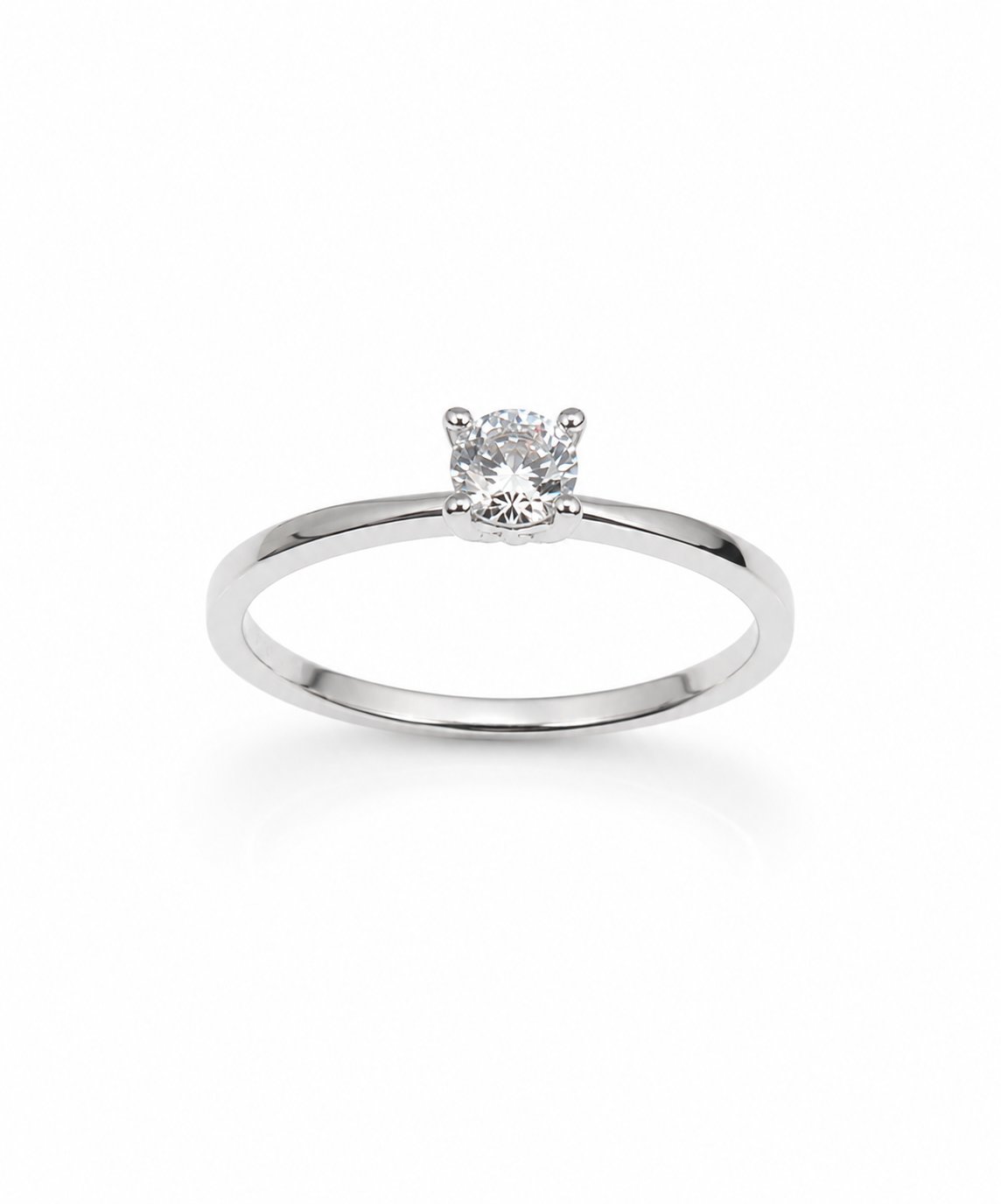 Classic Round-Cut 925 Sterling Silver Solitaire Ring