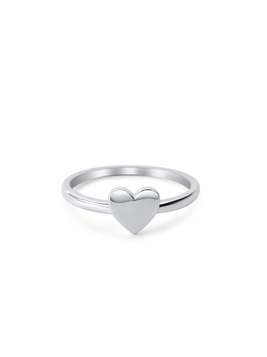 Solid Heart 925 Sterling Silver Ring