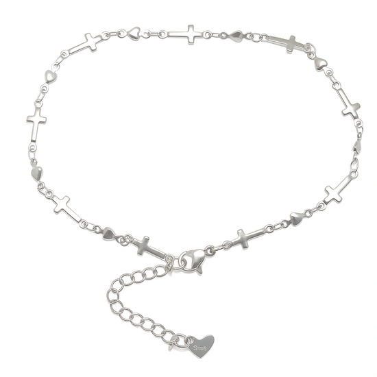 Cross Link Stainless Steel Silver Anklet