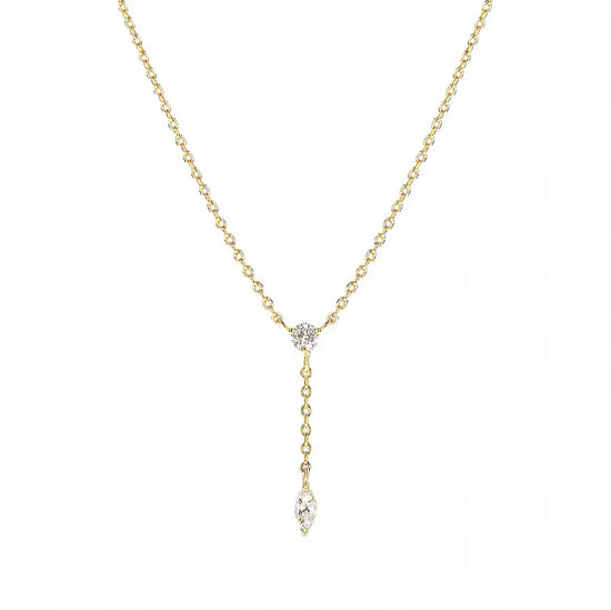 Marquise Drop Y Necklace in 18k Gold Plated Over 925 Sterling Silver