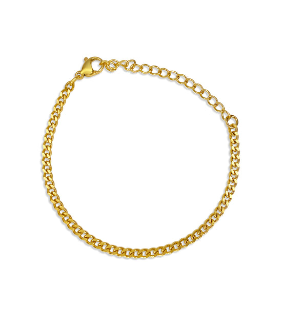 Cuban 3mm Bracelet in Stainless Steel Gold / PVD Coated