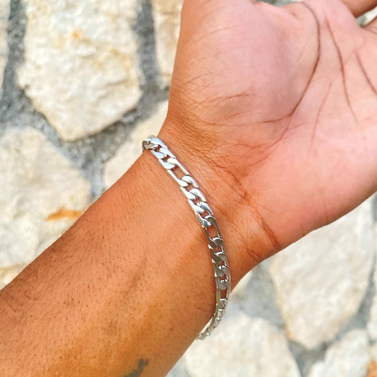 Figaro 6mm Bracelet in Stainless Steel Silver