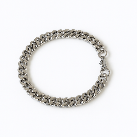 Cuban 8mm Bracelet in Stainless Steel Silver