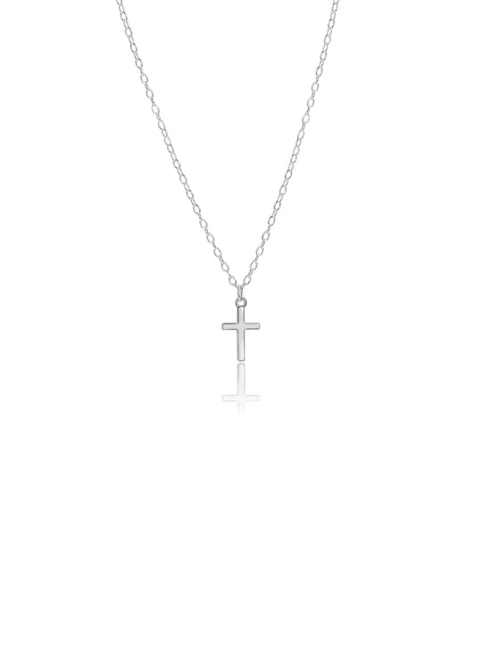 Solid Cross 925 Sterling Silver Necklace