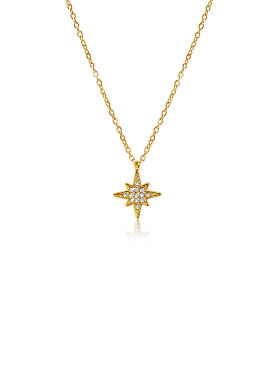 North Star Pendant 18k Gold Plated Stainless Steel Necklace