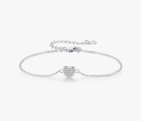 Heart Solitaire 925 Sterling Silver Bracelet