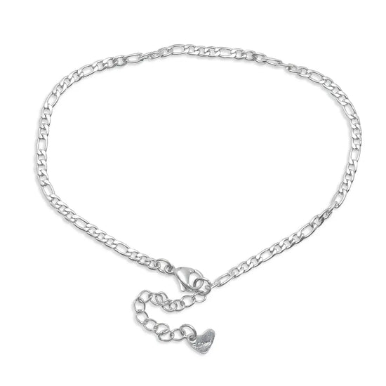 Figaro Link Stainless Steel Silver Anklet Kaluxe Jewelry