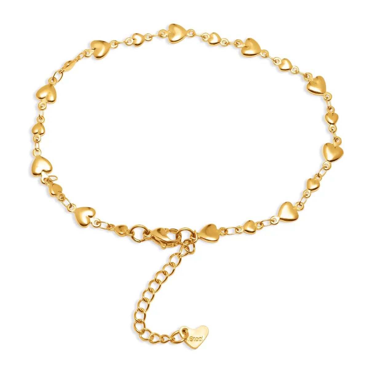 Heart Link Stainless Steel Gold Anklet Kaluxe Jewelry