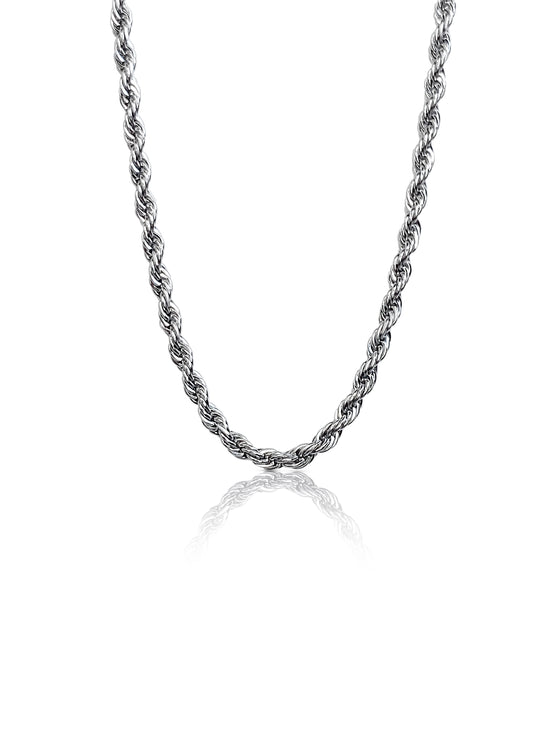 Rope 2mm Chain Necklace in Stainless Steel Silver