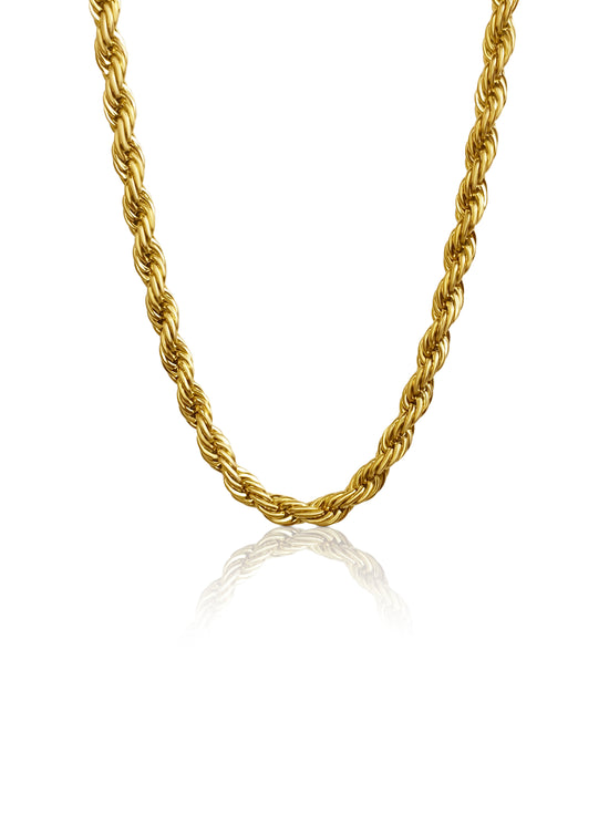 Rope 4mm Chain Necklace in Stainless Steel Gold / PVD Coated