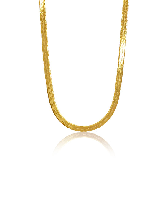 Herringbone Chain Necklace in Stainless Steel Gold / PVD Coated