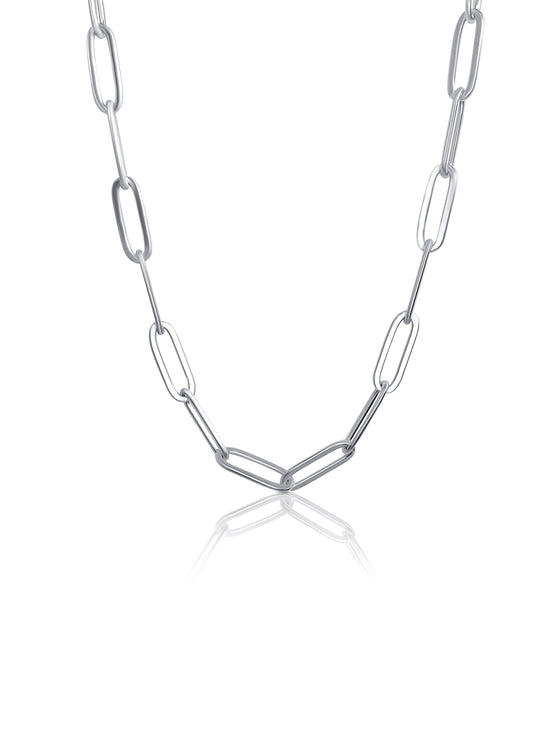 Paperclip Chain Necklace in Stainless Steel Silver