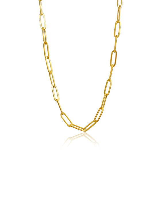 Paperclip Chain Necklace in Stainless Steel 18k Gold Plated