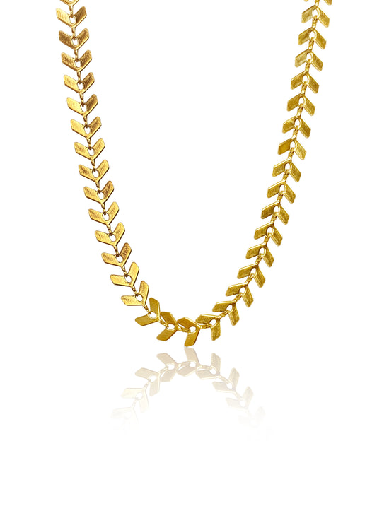 Chevron Chain Necklace in Stainless Steel 18k Gold Plated