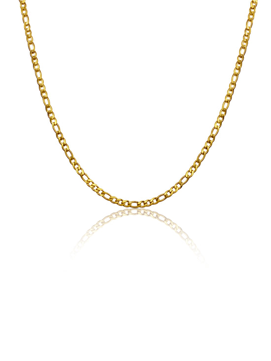 Figaro 3mm Chain Necklace in Stainless Steel 18k Gold Plated
