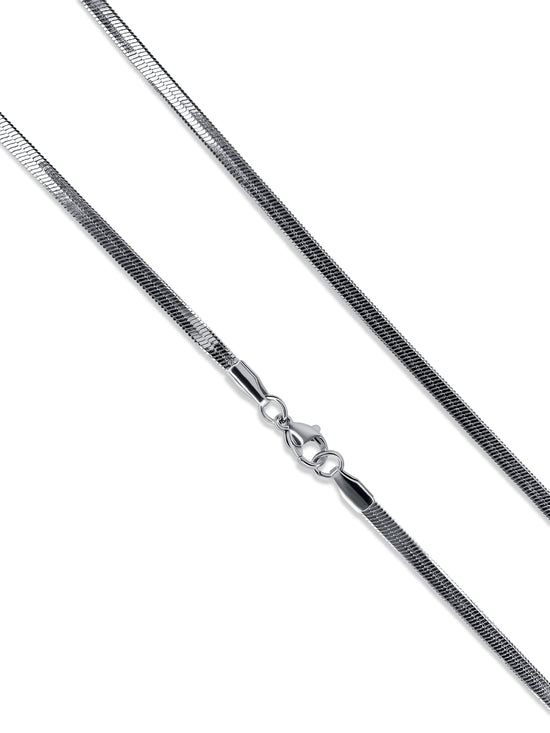 Herringbone Chain Necklace in Stainless Steel Silver