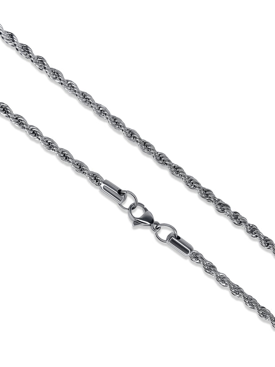 Rope 4mm Chain Necklace in Stainless Steel Silver