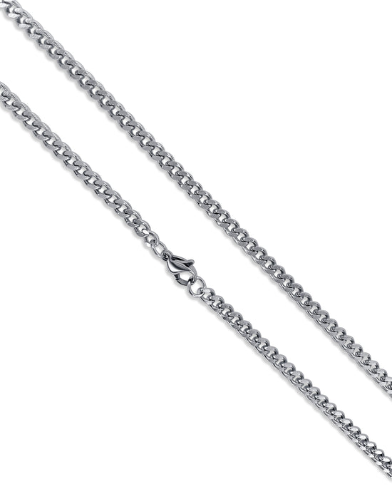 Cuban Curb 4mm Diamond Cut Chain in Stainless Steel Silver