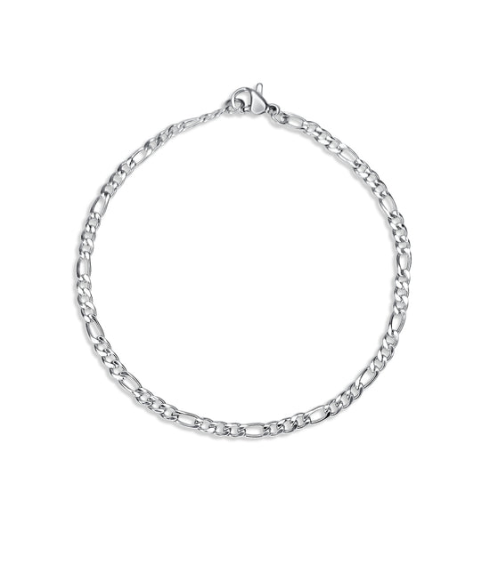 Figaro 3mm Bracelet in Stainless Steel Silver