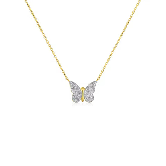 Butterfly 18k Gold Plated Over 925 Sterling Silver Necklace