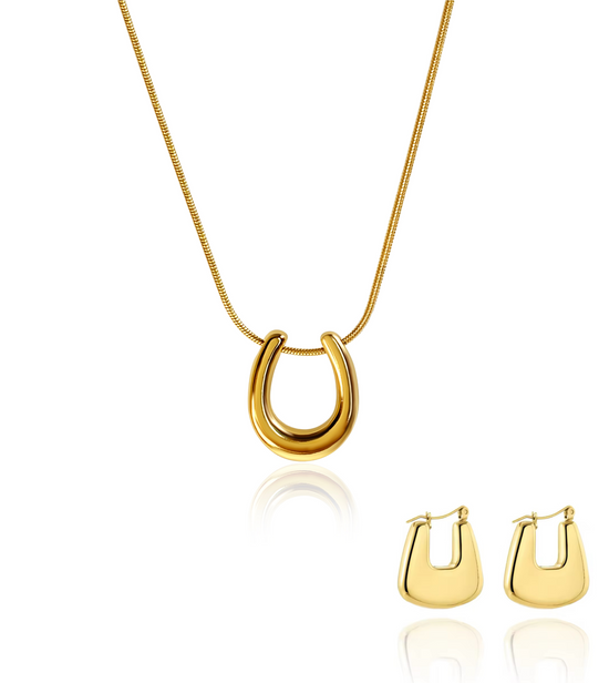 Horseshoe Stainless Steel Necklace and Earrings Set