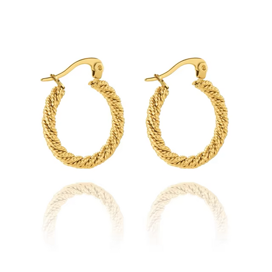 Braided Rope Stainless Steel Hoop Earrings