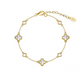 Four-Leaf Clover 18k Gold Plated Over 925 Sterling Silver Bracelet