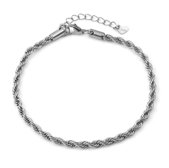 Chunky Rope Stainless Steel Silver Anklet