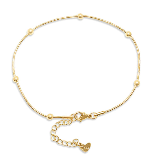 Beaded Stainless Steel Gold Anklet