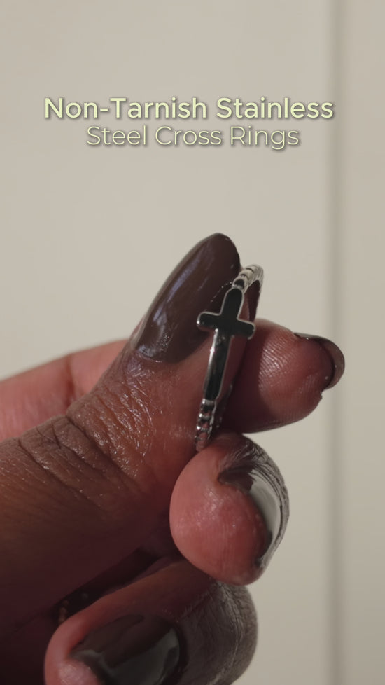 Cross 18k Gold Plated Stainless Steel Ring